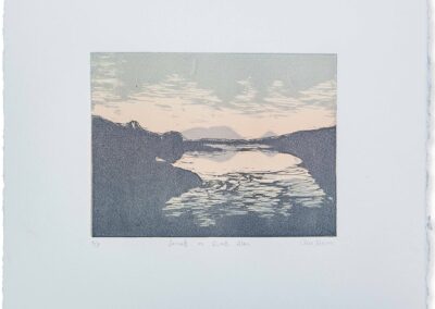 Clare Mason, Sunset on Quiet Man, Lino print, 31 x 36cm, €150