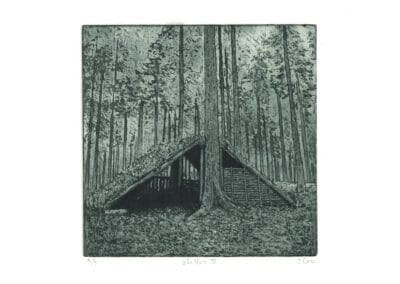 Siobhan Cox Shelter 3, Etching, 15 x 15cm, Edition of 20