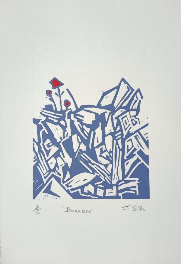Jane Ellis, Burren, linocut and pen, 35 x 25cm