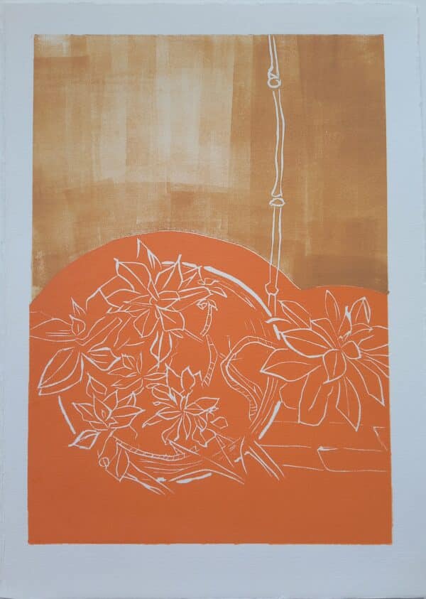 Jane Ellis, Orange Succulent, Linocut, 35 x 25cm, €180