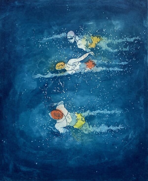Vanessa Daws, Swimming Together, Etching and aquatint, 18cm x 14.5cm, €180